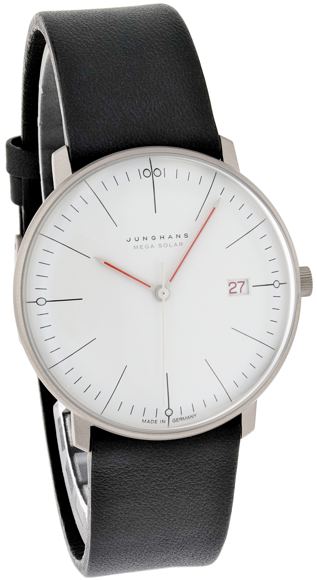 Junghans Herrklocka 59/2326.02 Max Bill MEGA Solar Bauhaus Vit/Läder - Junghans