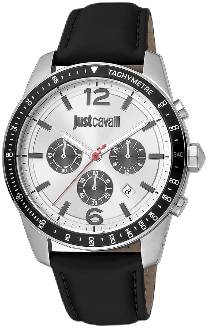 Just Cavalli Herrklocka JC1G204L0015 Elegant Silverfärgad/Läder - Just Cavalli