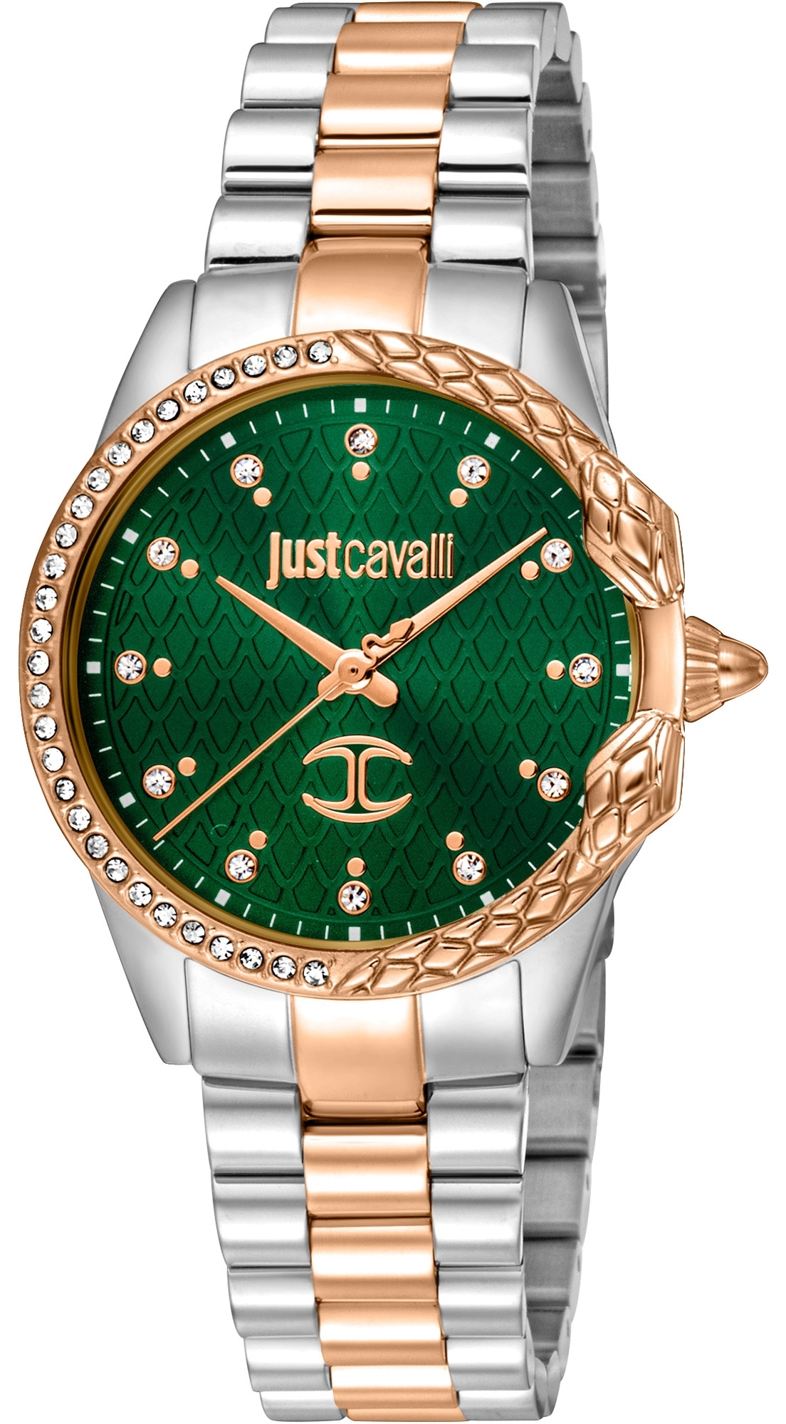 Just Cavalli Damklocka JC1L095M0395 Animalier Gr&ouml;n/Ros&eacute;guldstonat