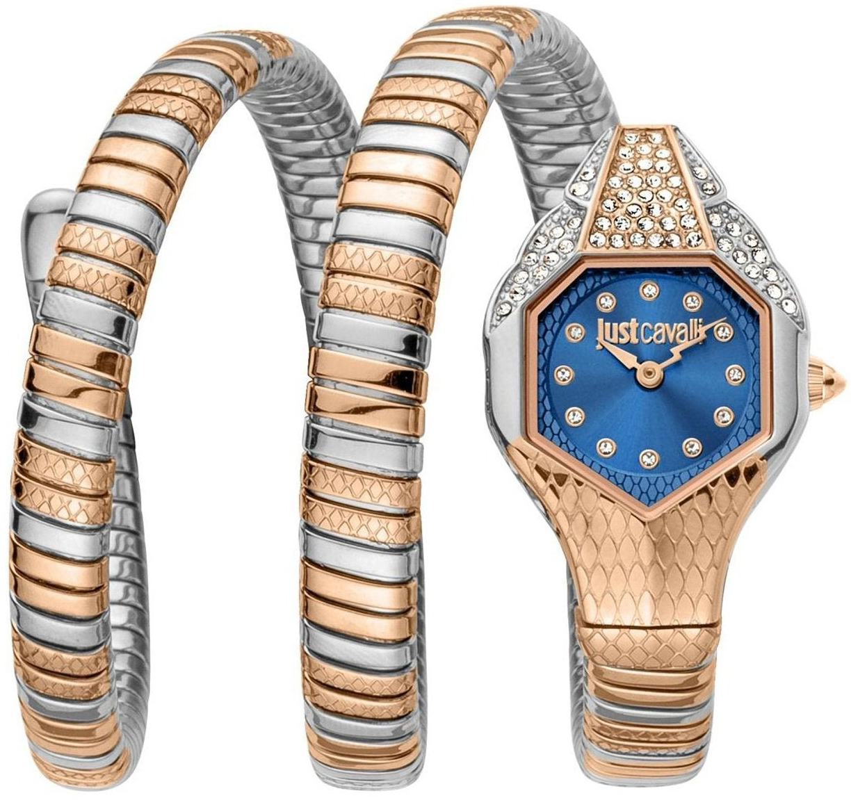 Just Cavalli Damklocka JC1L193M0065 Glam Evo 7 Blå/Roséguldstonat - Just Cavalli