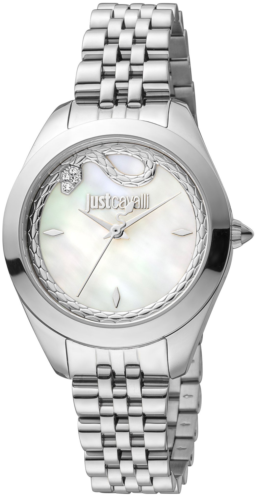 Just Cavalli Damklocka JC1L210M0245 Finezza Vit/Stål Ø32 mm - Just Cavalli