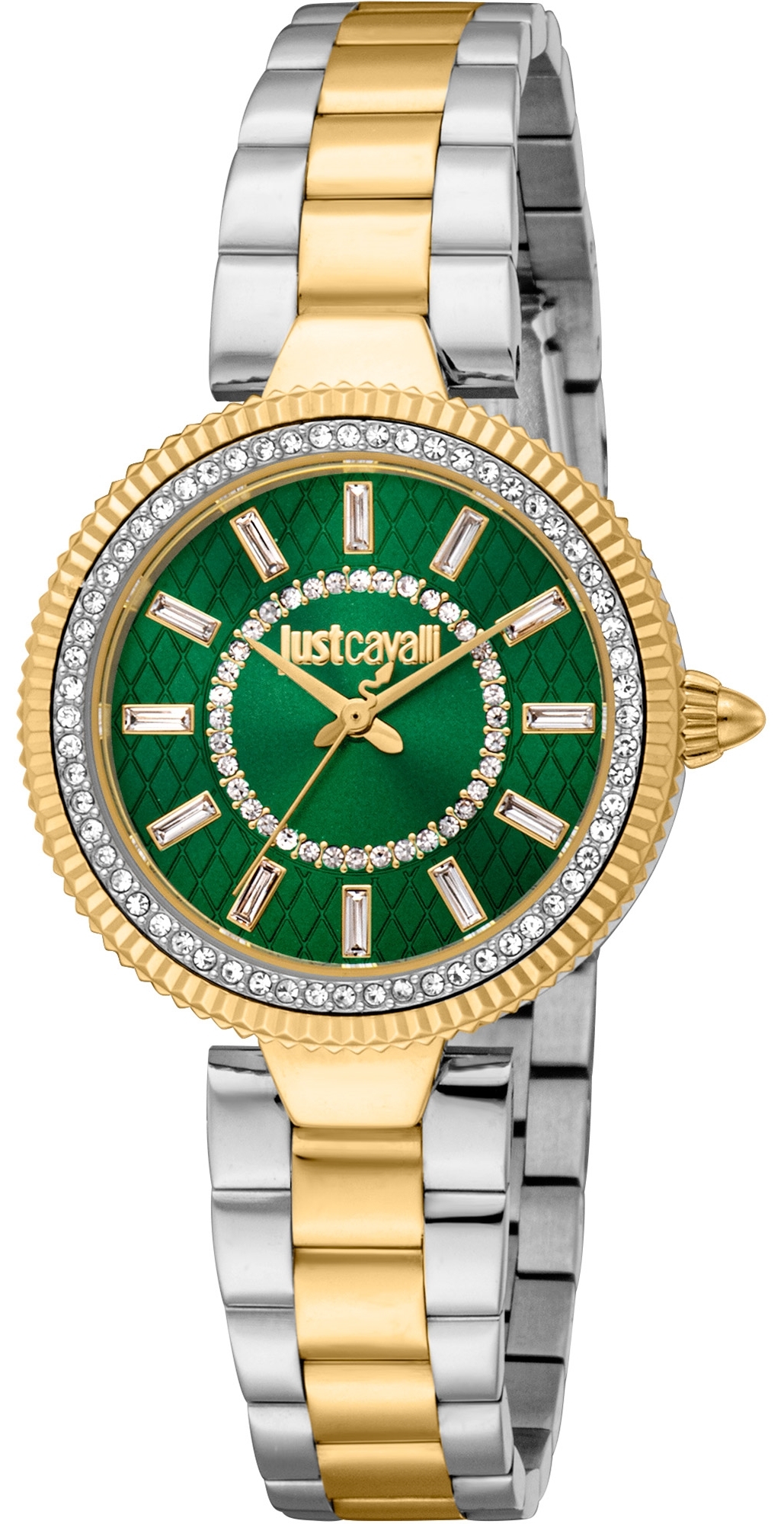 Just Cavalli Damklocka JC1L308M0095 Glam Chic Grön/Guldtonat stål - Just Cavalli