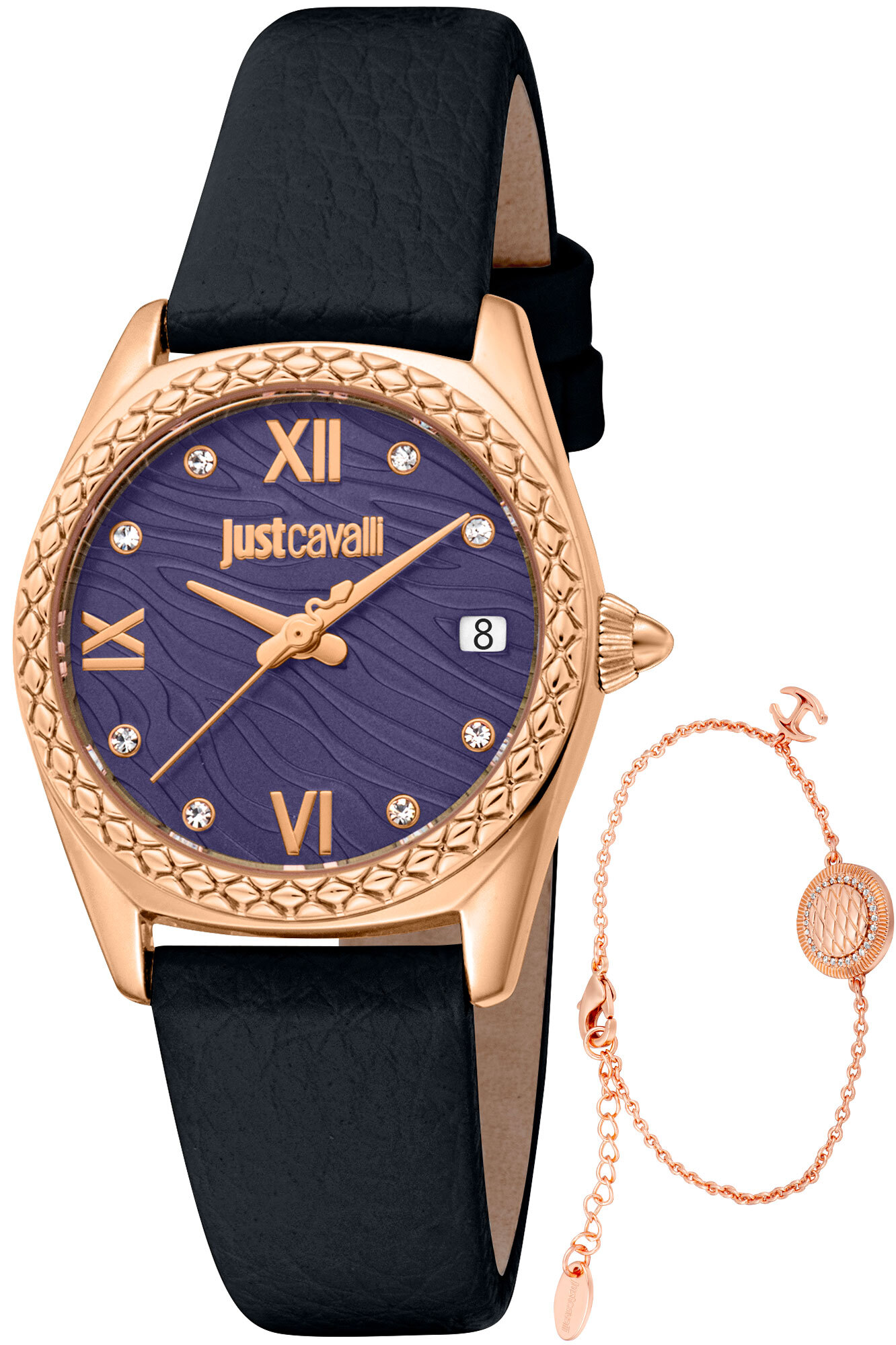 Just Cavalli Damklocka JC1L312L0035 Set Lila/Läder Ø30 mm - Just Cavalli
