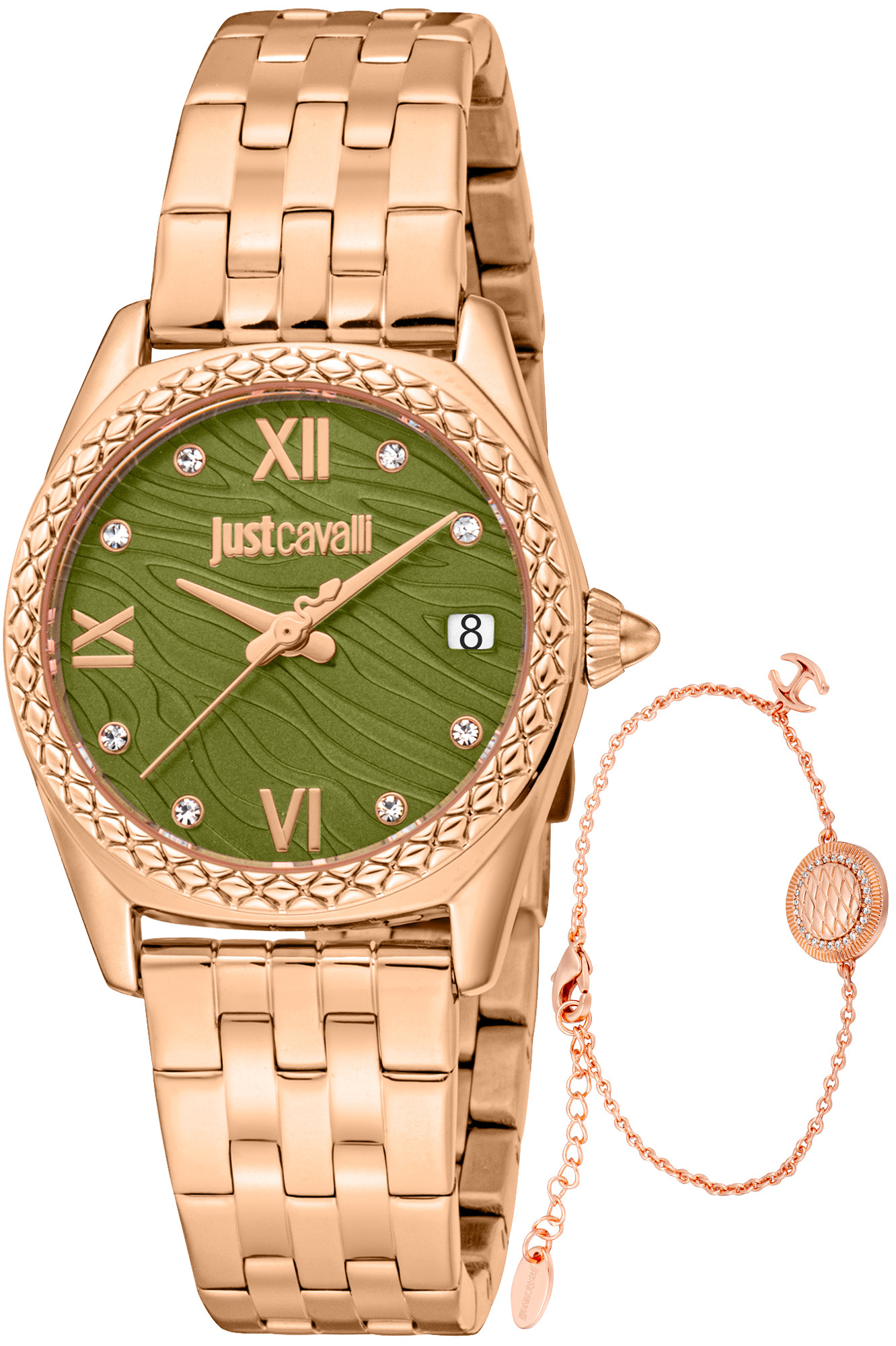 Just Cavalli Damklocka JC1L312M0085 Set Grön/Roséguldstonat stål - Just Cavalli