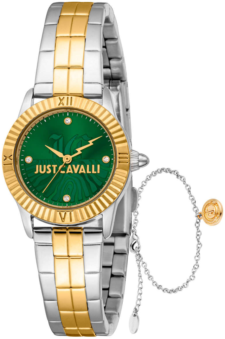 Just Cavalli Damklocka JC1L328M0085 Mini Raffinata Grön/Gulguldtonat - Just Cavalli