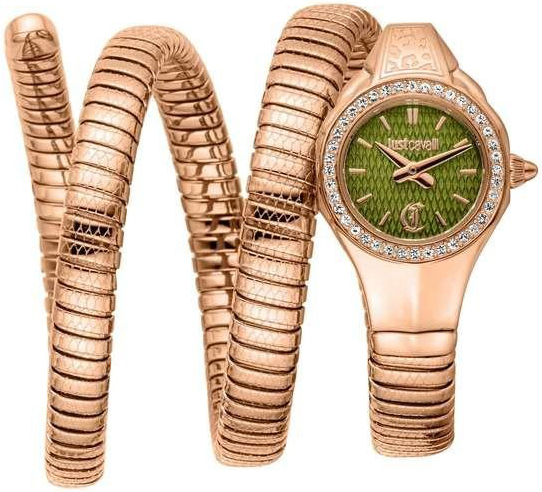 Just Cavalli Damklocka JC1L355M0045 Vita Gr&ouml;n/Ros&eacute;guldstonat st&aring;l