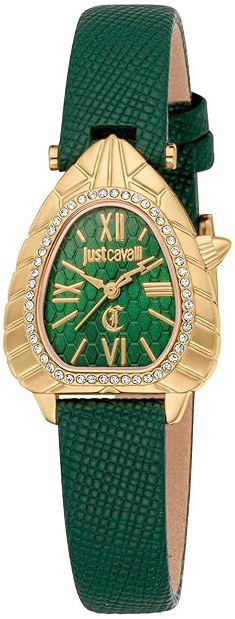 Just Cavalli Damklocka JC1L366L0025 Animalier Perla Grön/Läder - Just Cavalli