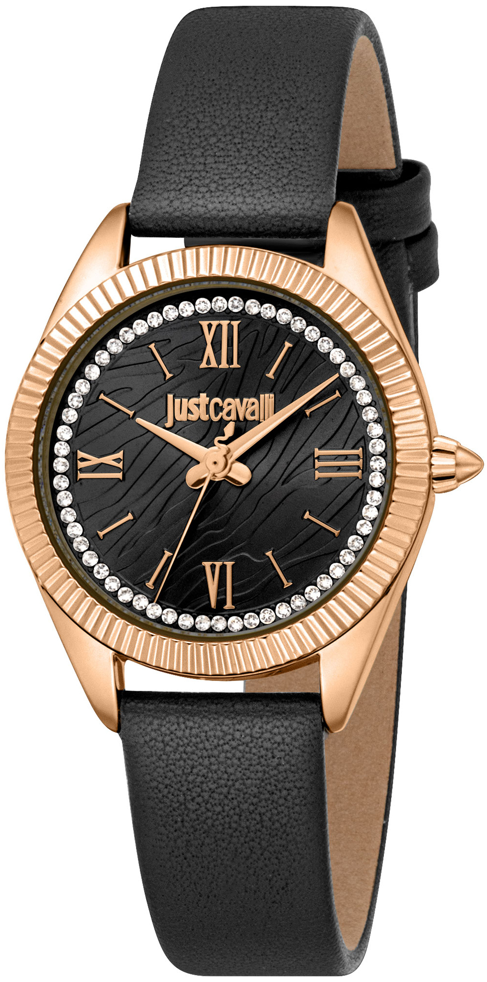 Just Cavalli Damklocka JC1L388L0035 Animalier Svart/Läder Ø30 mm - Just Cavalli