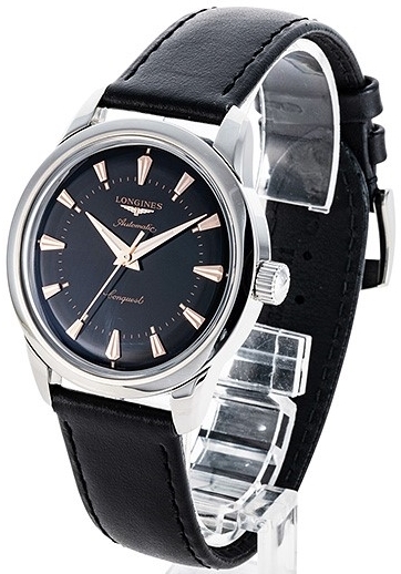 Longines L1.649.4.52.2 Heritage Svart/Läder Ø38 mm - Longines