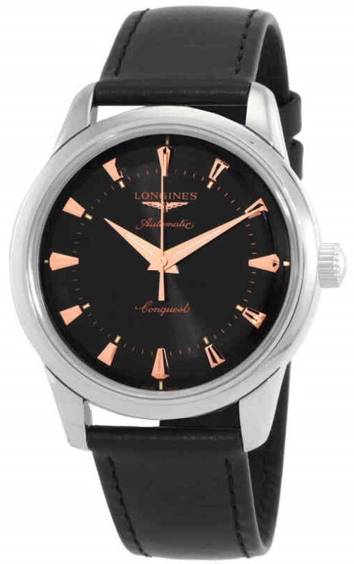 Longines L1.650.4.52.2 Heritage Svart/Läder Ø40 mm - Longines