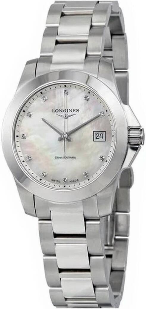 Longines Damklocka L3.377.4.87.6 Conquest Ladies Vit/Stål Ø34 mm - Longines