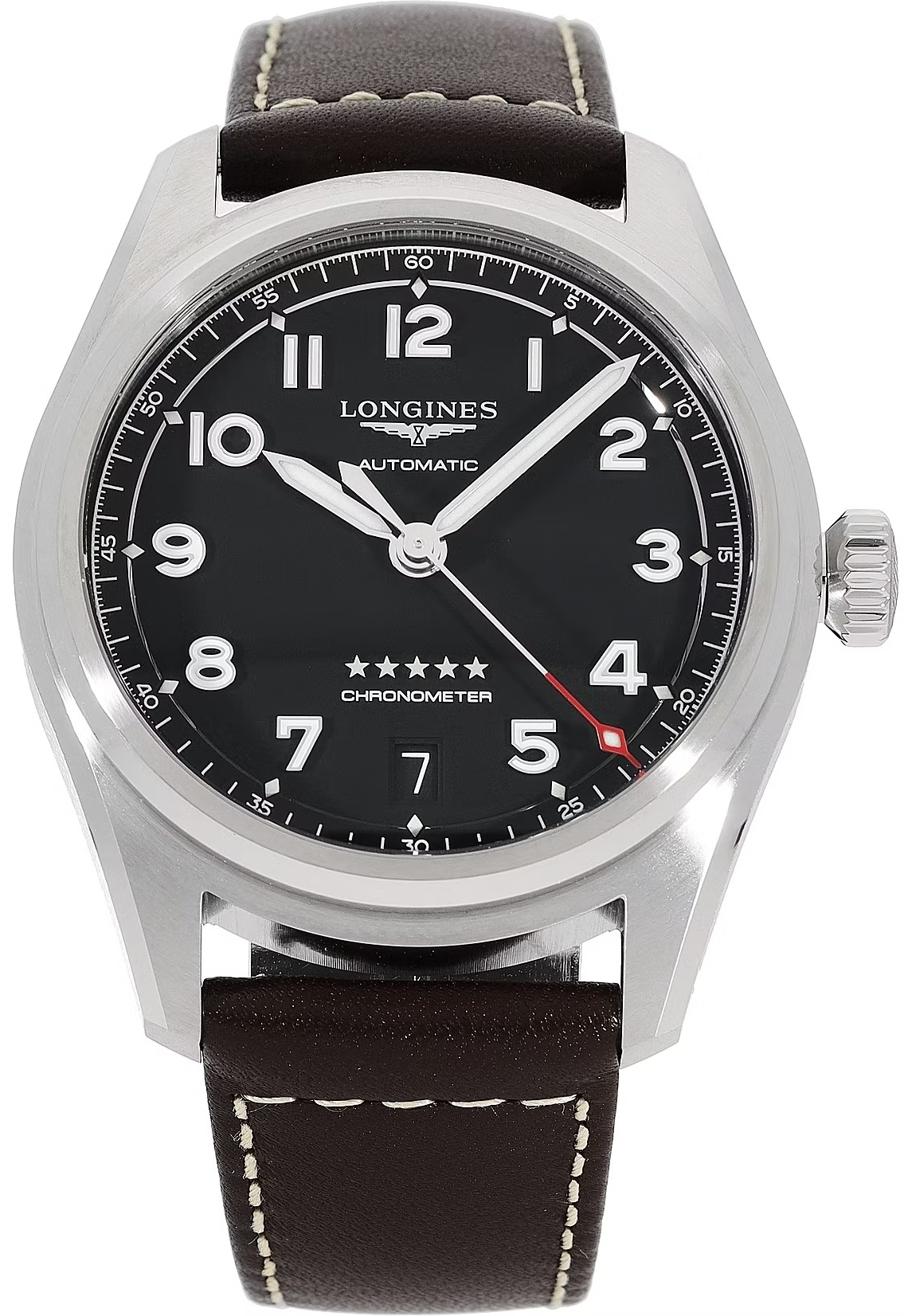 Longines L3.410.4.53.0 Spirit Svart/Läder Ø37 mm - Longines
