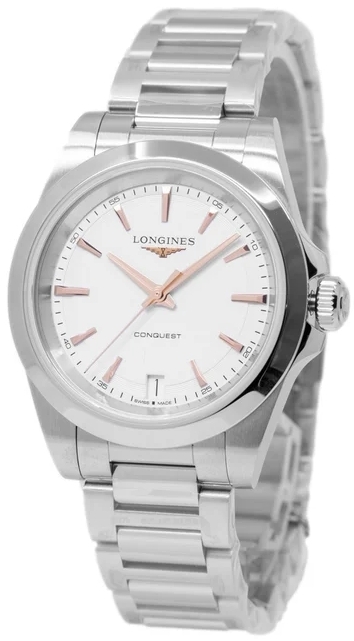 Longines Damklocka L3.460.4.18.6 Conquest Silverf&auml;rgad/St&aring;l &Oslash;34 mm