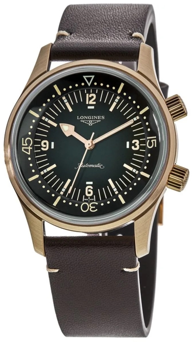 Longines Herrklocka L3.774.1.50.2 Legend Diver Grön/Läder Ø42 mm - Longines