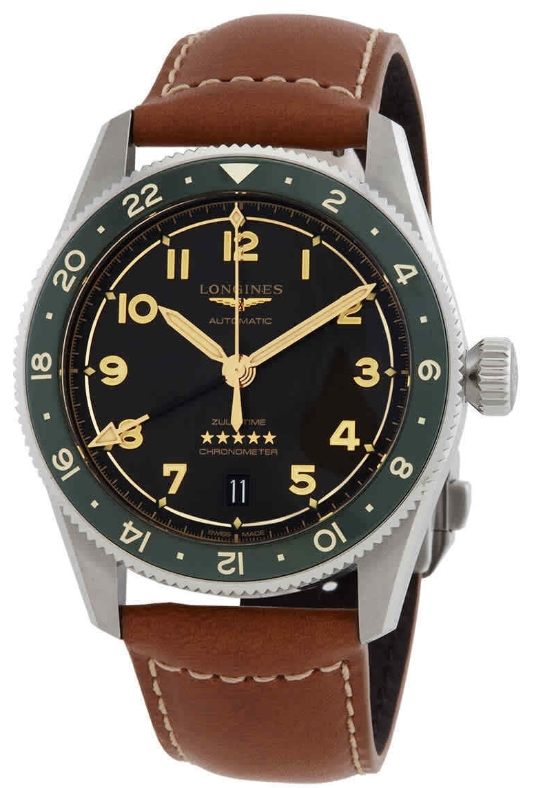 Longines Herrklocka L3.802.4.63.2 Spirit Zulu Time Svart/Läder Ø39 - Longines