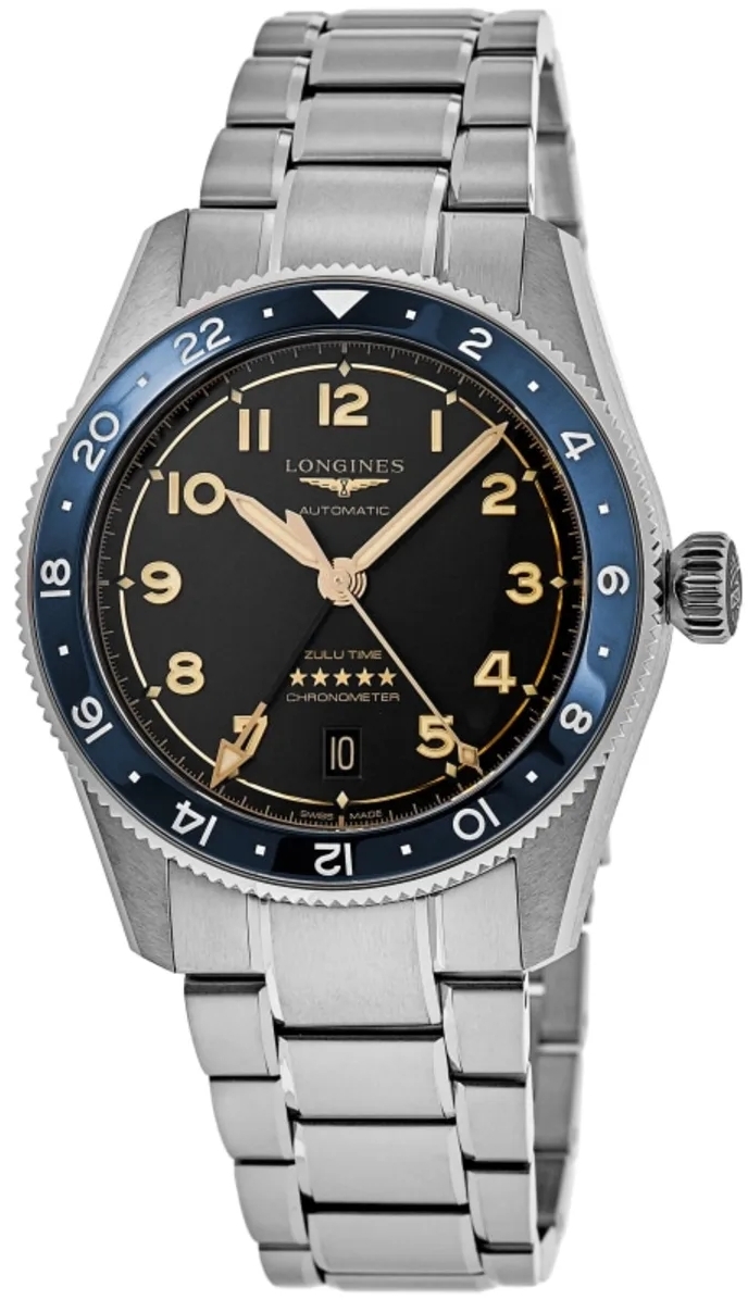 Longines Herrklocka L3.812.4.60.6 Spirit Zulu Time Svart/Stål Ø42 mm - Longines