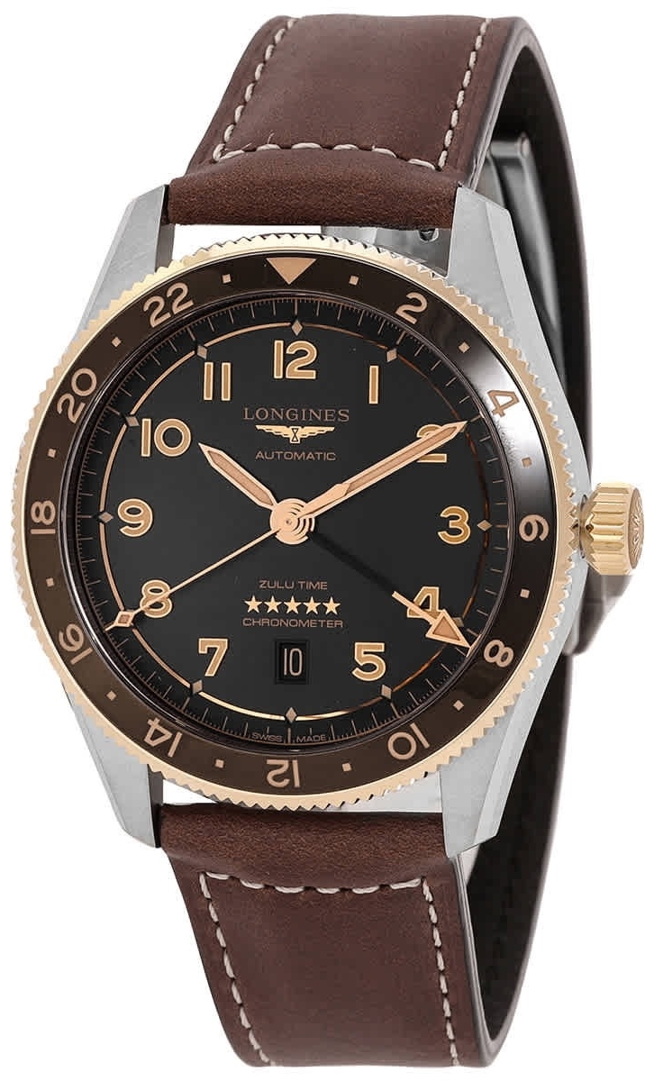 Longines Herrklocka L3.812.5.53.2 Spirit Zulu Time Svart/Läder Ø42 - Longines