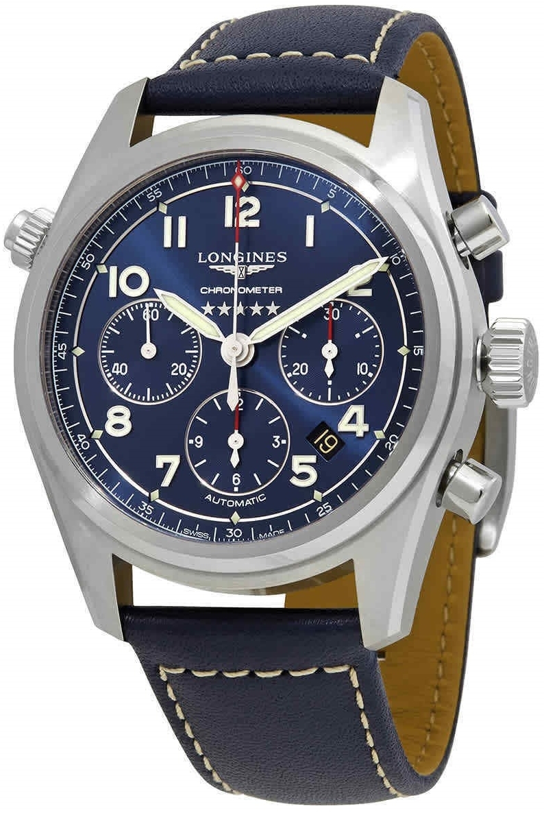 Longines Herrklocka L3.820.4.93.0 Spirit Blå/Läder Ø42 mm - Longines