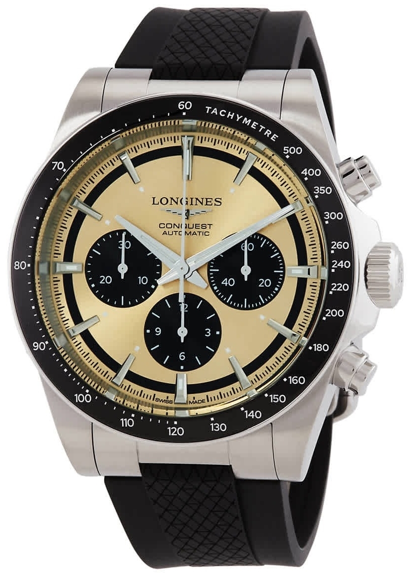 Longines Herrklocka L3.835.4.32.9 Conquest Guld/Gummi Ø42 mm - Longines