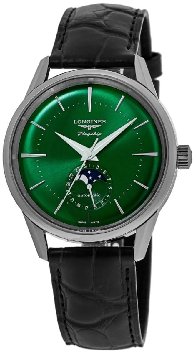 Longines Herrklocka L4.815.4.02.2 Flagship Heritage Grön/Läder - Longines