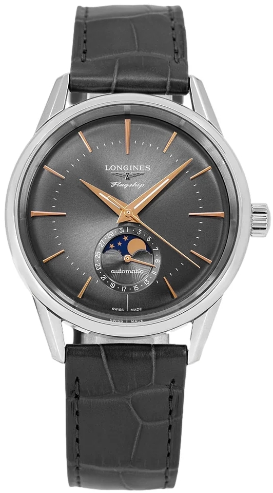 Longines Herrklocka L4.815.4.52.2 Flagship Heritage Grå/Läder - Longines
