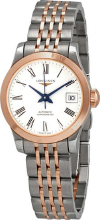 Longines Damklocka L2.320.5.11.7 Record Vit/18 karat roséguld Ø26 mm - Longines