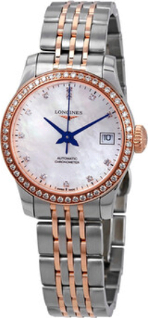 Longines Damklocka L2.320.5.89.7 Record Vit/18 karat roséguld Ø26 mm - Longines