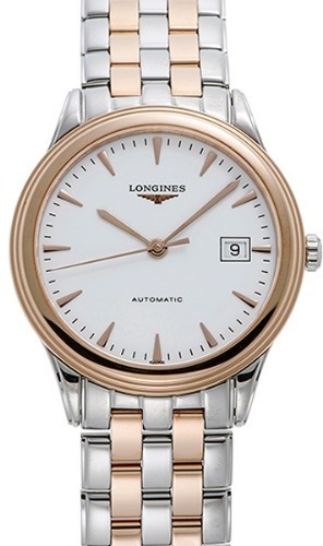 Longines Herrklocka L4.974.3.92.7 Flagship Vit/Roséguldstonat stål - Longines