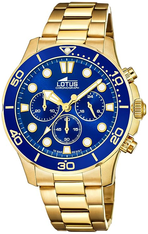 Lotus Herrklocka 18758/1 Excellent Blå/Gulguldtonat stål Ø44.5 mm - Lotus
