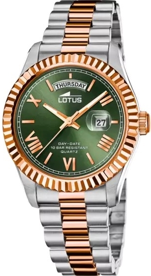 Lotus Herrklocka 18856/3 Classic Grön/Roséguldstonat stål Ø41.5 mm - Lotus