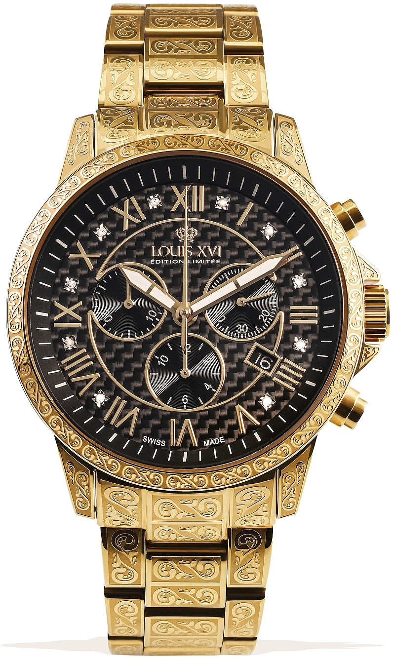 Louis XVI Herrklocka LXVI1018 Palais Royale Svart/Gulguldtonat stål - Louis XVI