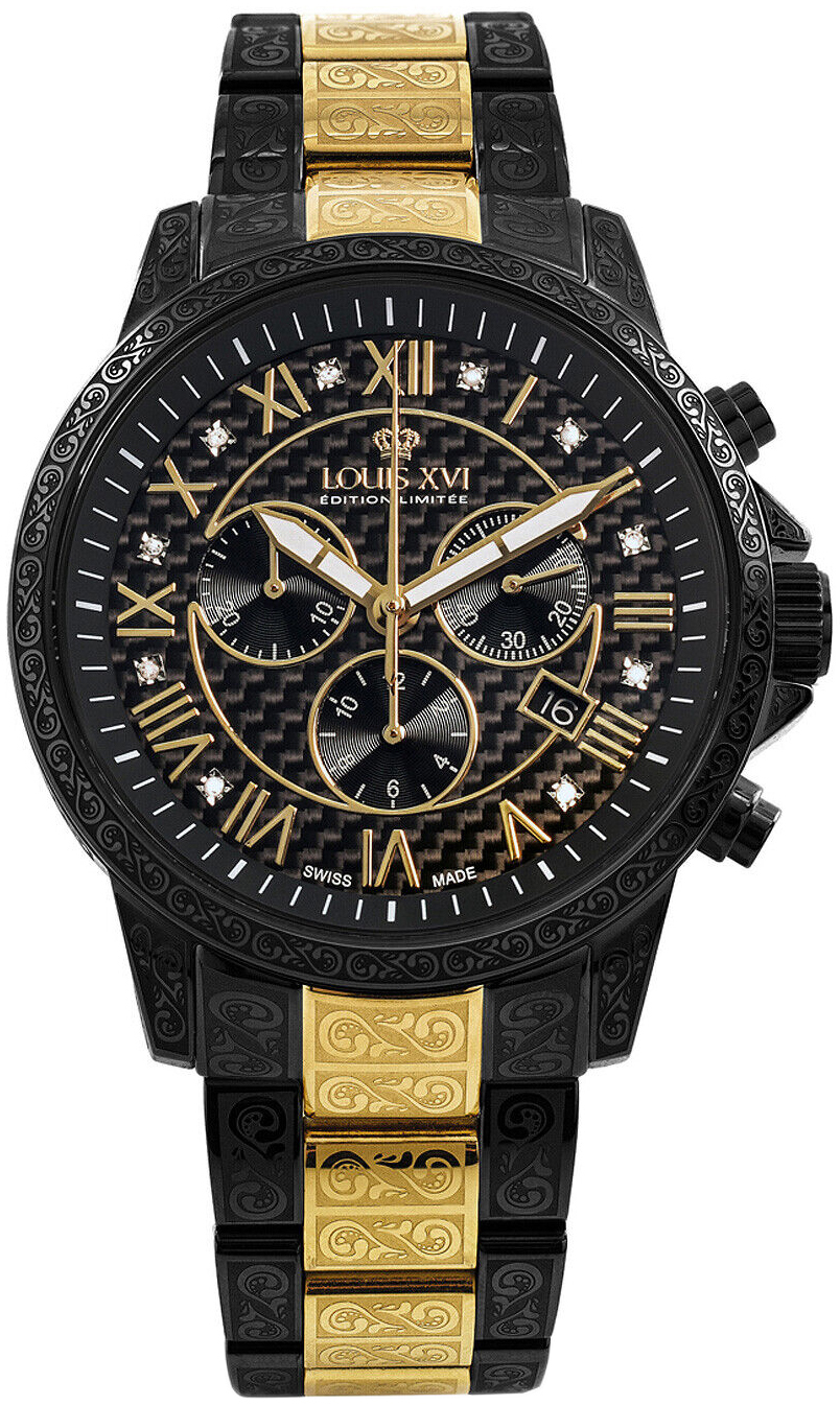 Louis XVI Herrklocka LXVI1091 Palais Royale Svart/Gulguldtonat stål - Louis XVI