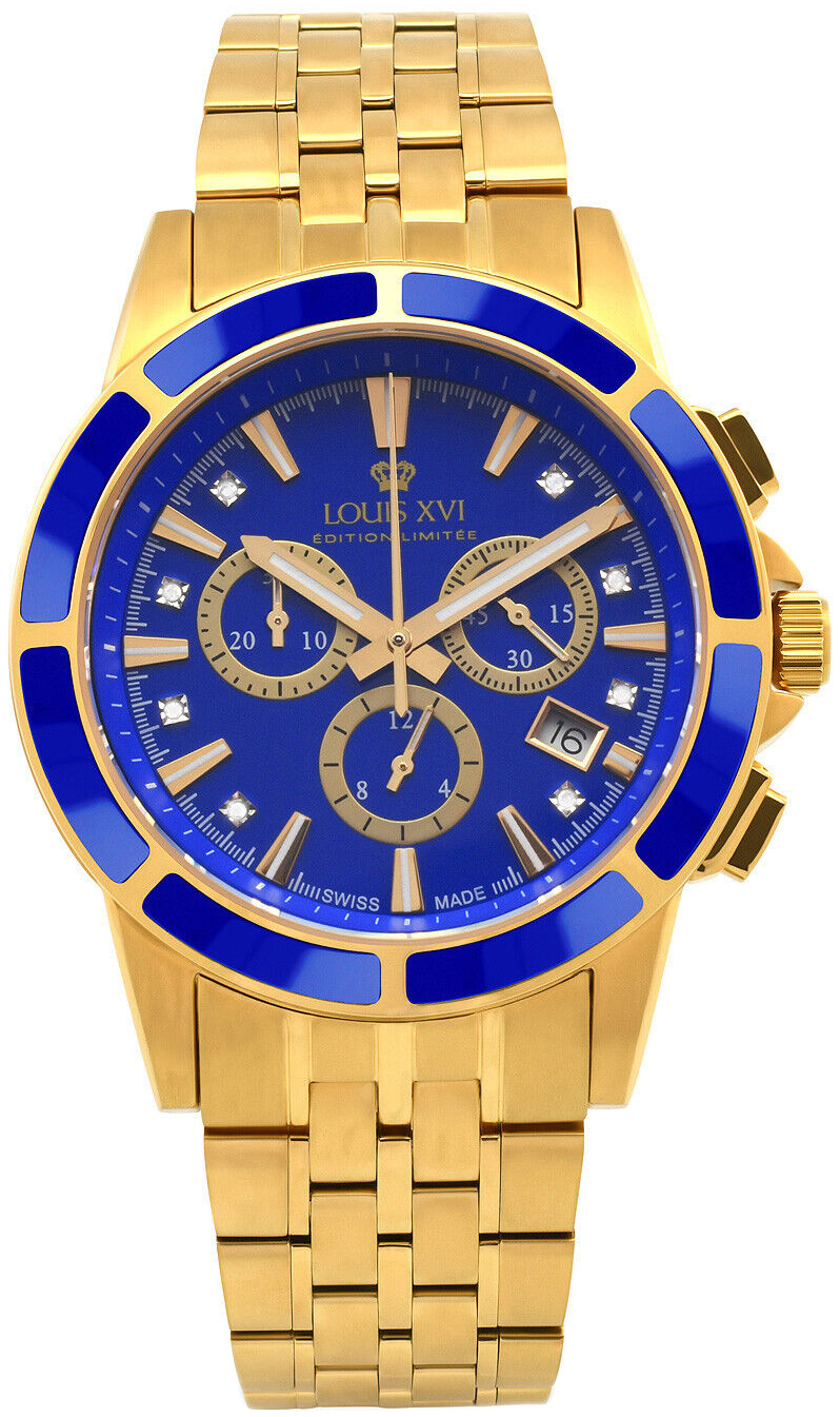 Louis XVI Herrklocka LXVI1105 Majesty Blå/Gulguldtonat stål Ø43 mm - Louis XVI