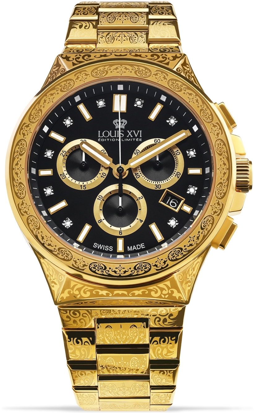 Louis XVI Herrklocka LXVI1215 Le Monarque Svart/Gulguldtonat stål - Louis XVI