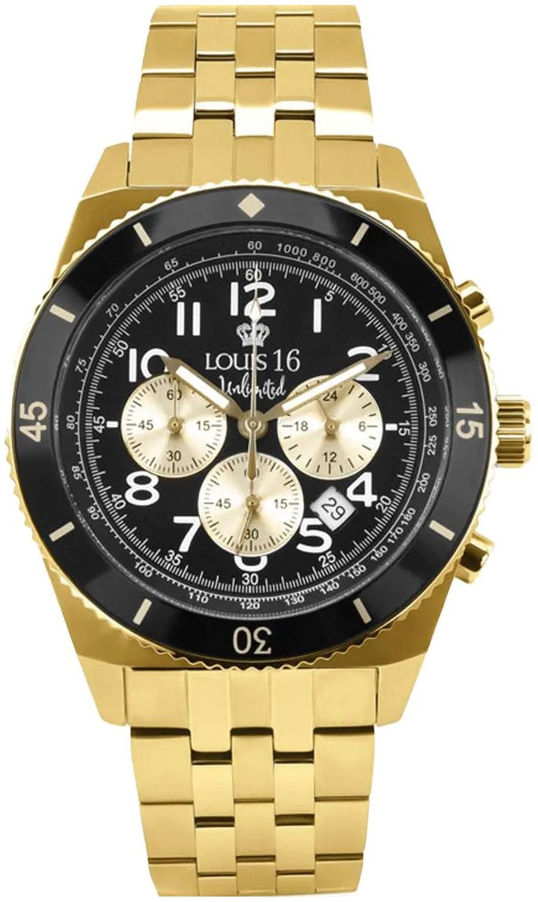 Louis XVI Herrklocka LXVI3200 Destrier Chrono Svart/Gulguldtonat
