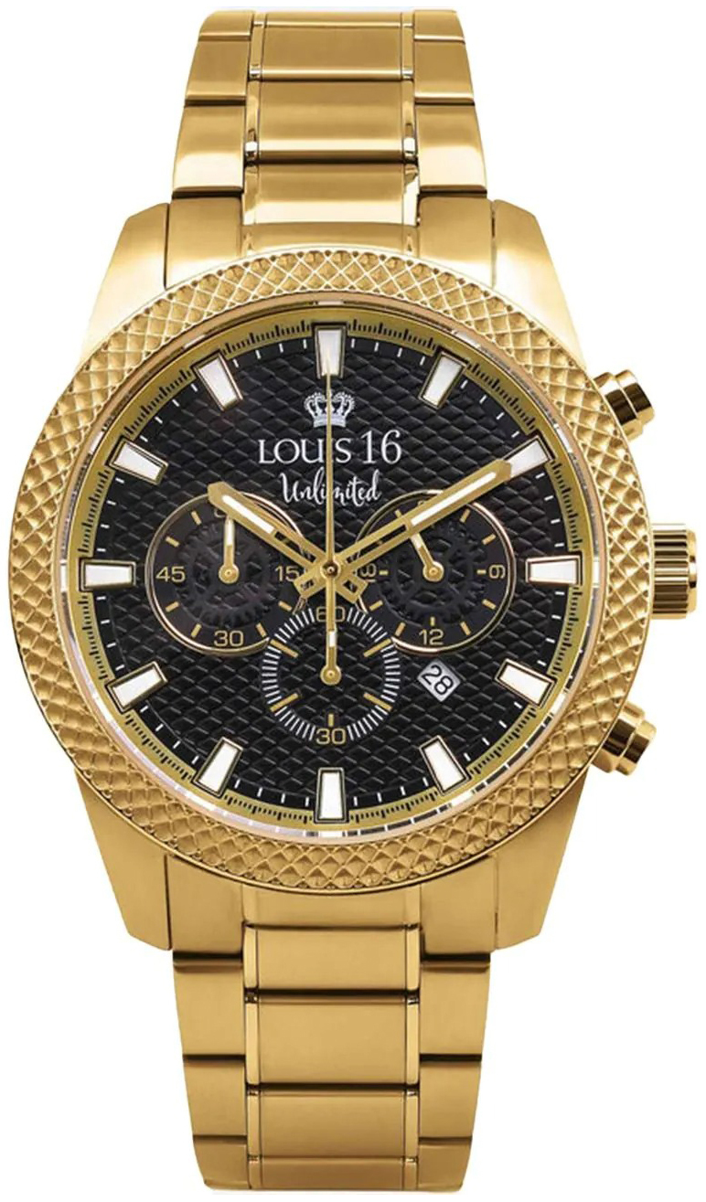 Louis XVI Herrklocka LXVI3300 Mirage Chrono Svart/Gulguldtonat st&aring;l