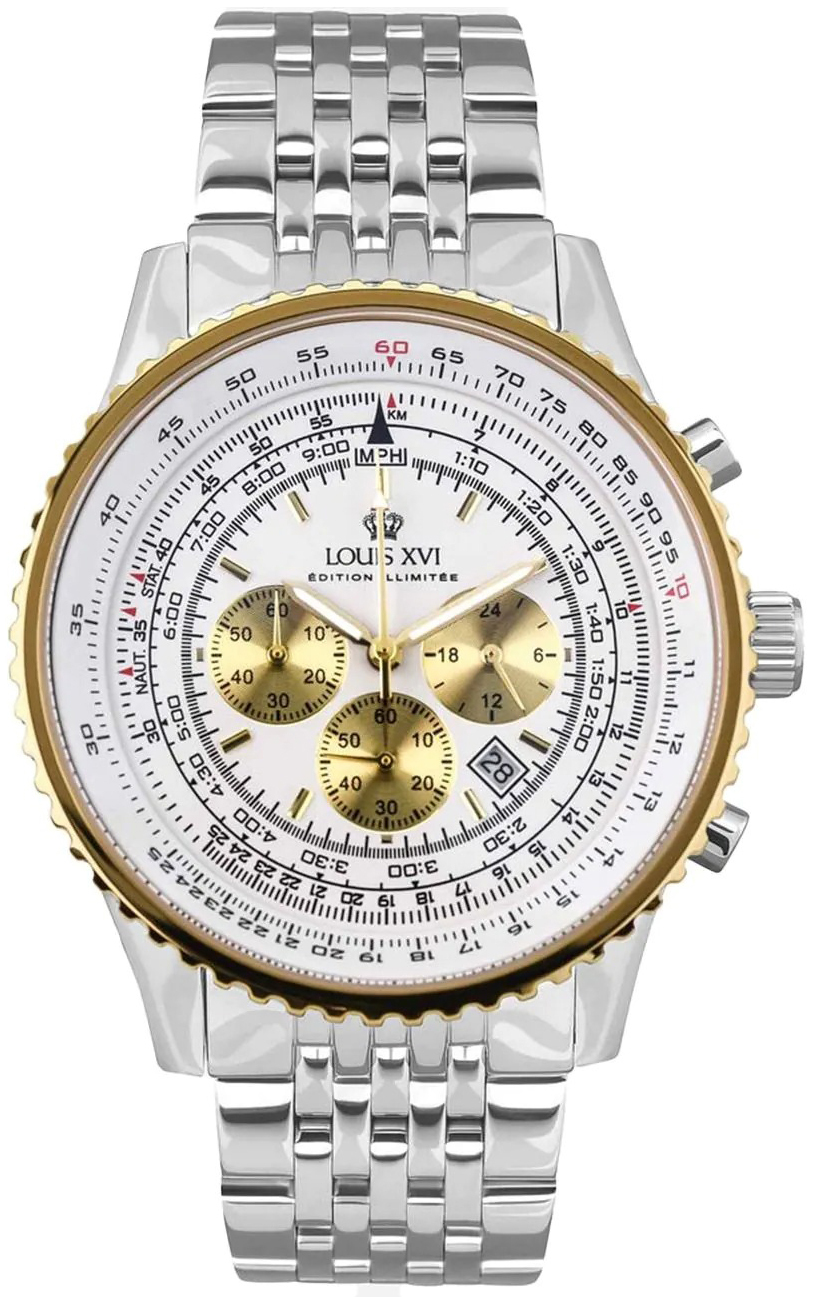 Louis XVI Herrklocka LXVI3441 Artagnan Chrono Silverf&auml;rgad/St&aring;l