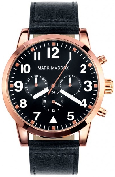 Mark Maddox Herrklocka HC3004-54 Classic Svart/Läder Ø45 mm - Mark Maddox