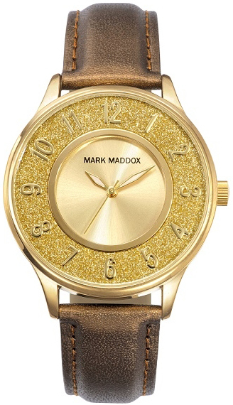 Mark Maddox Herrklocka MC0013-25 Classic Guldtonad/Läder Ø38 mm - Mark Maddox
