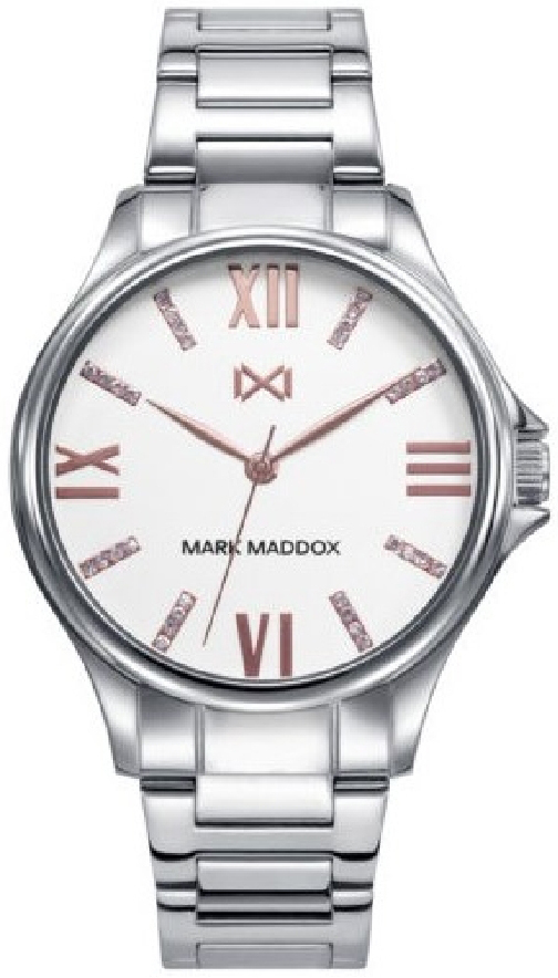 Mark Maddox Damklocka MM7145-03 Tooting Vit/Stål Ø37 mm - Mark Maddox