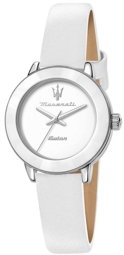 Maserati Damklocka R8851145502 Successo Solar Vit/Läder Ø32 mm - Maserati