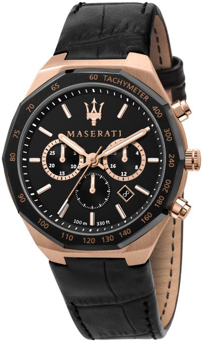 Maserati Herrklocka R8871642001 Stile Svart/L&auml;der &Oslash;45 mm