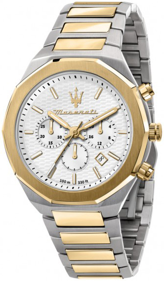 Maserati Herrklocka R8873642009 Stile Vit/Gulguldtonat stål Ø45 mm - Maserati