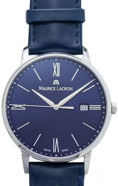 Maurice Lacroix Eliros Date Herrklocka EL1118-SS001-410-1 Blå/Läder Ø40 - Maurice Lacroix