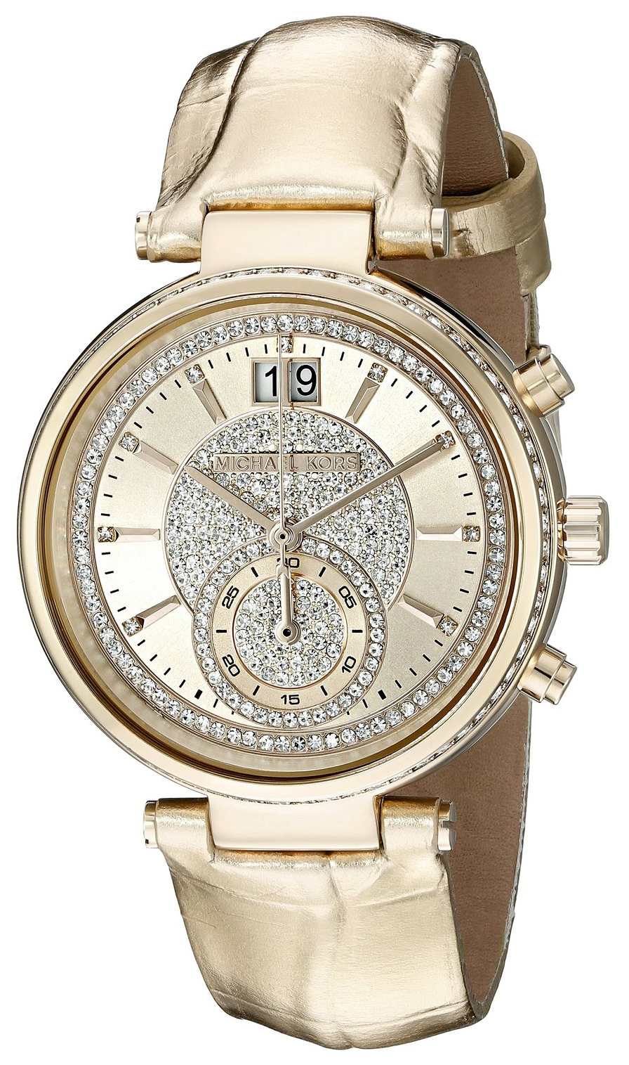 Michael Kors Damklocka MK2444 Sawyer Champagnefärgad/Läder Ø39 mm - Michael Kors