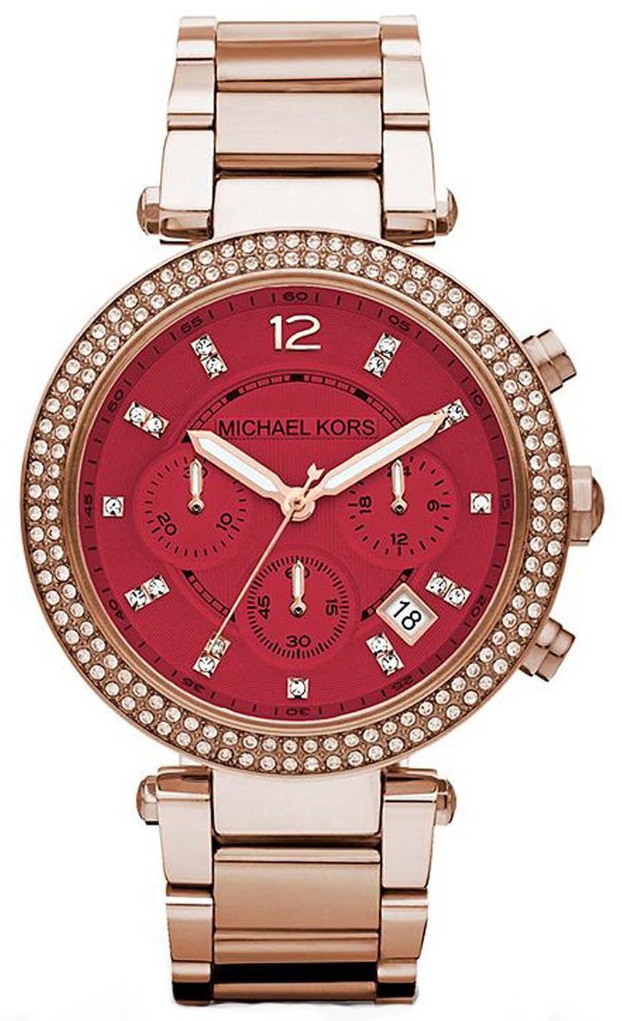 Michael Kors Damklocka MK6106 Röd/Roséguldstonat stål Ø39 mm - Michael Kors