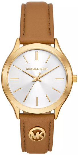 Michael Kors Damklocka MK7543 Runway Silverf&auml;rgad/L&auml;der &Oslash;38 mm