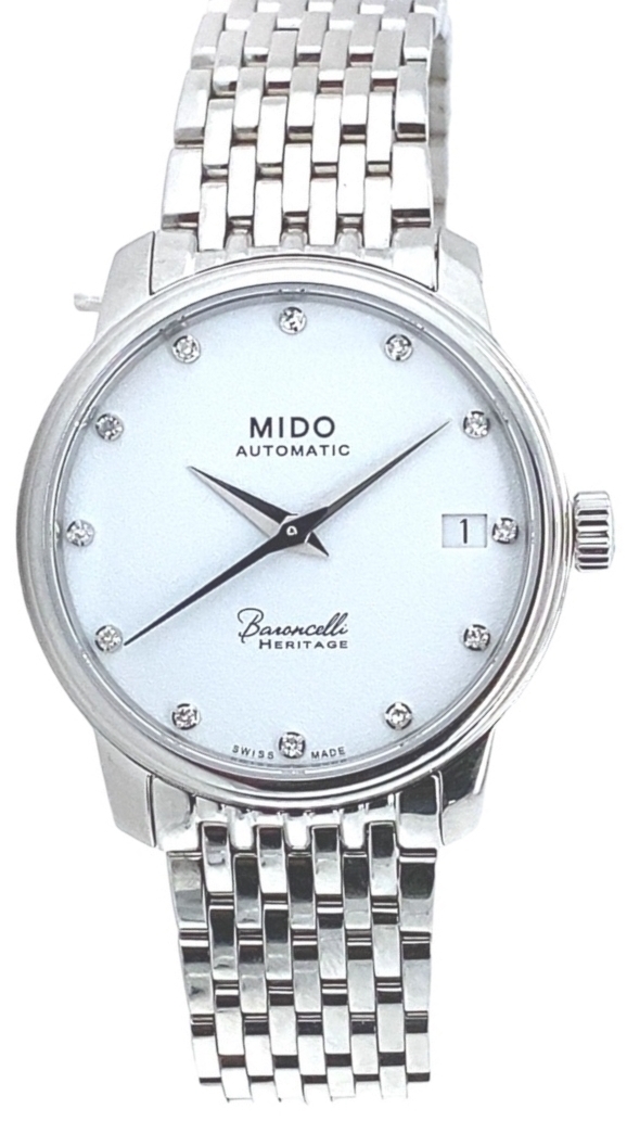 Mido Damklocka M027.207.11.016.00 Baroncelli Vit/Stål Ø33 mm - Mido