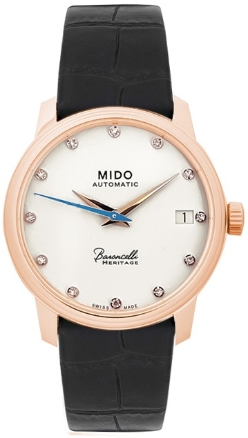 Mido Damklocka M027.207.36.266.00 Baroncelli Vit/Läder Ø33 mm - Mido