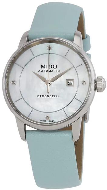 Mido Damklocka M037.207.16.106.00 Baroncelli Vit/L&auml;der &Oslash;30 mm